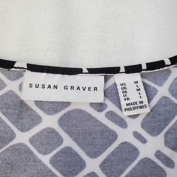 Susan Graver Cold Shoulder Career Dress Size  Medium Geometric Black and White - Picture 3 of 8